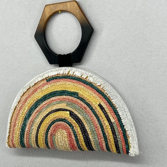 EUGENIA KIM Bag Luna Clutch Rainbow Straw Bracelet Handbag Yellow - Picture 3 of 10